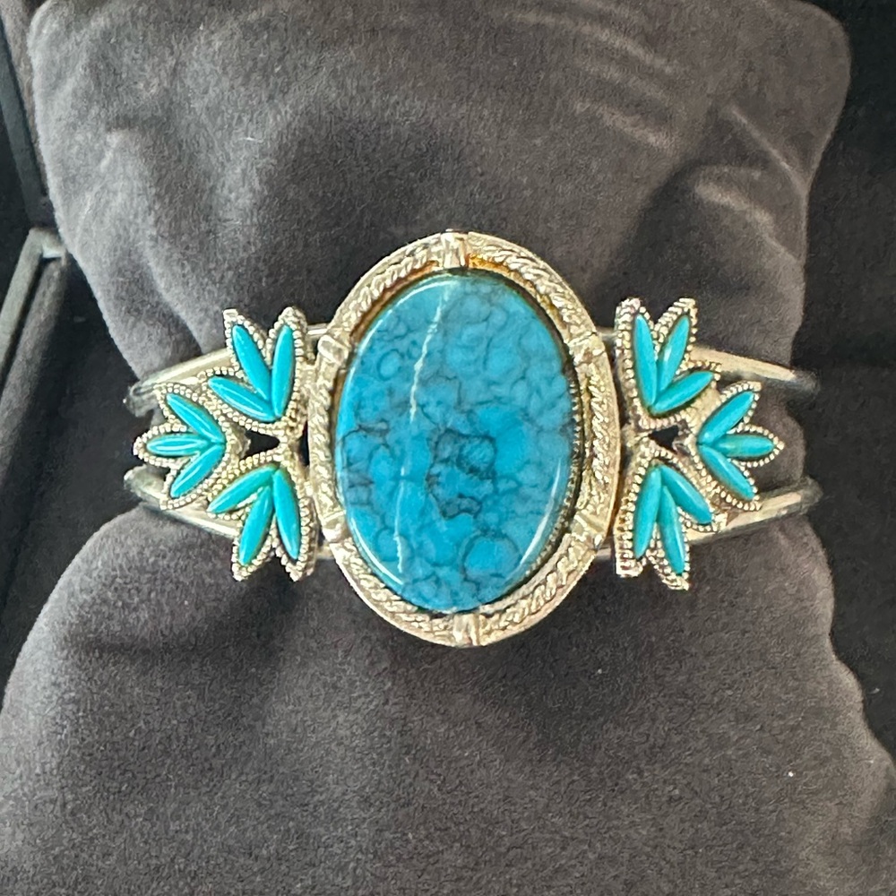 Vintage Faux Turquoise Clamper Bracelet